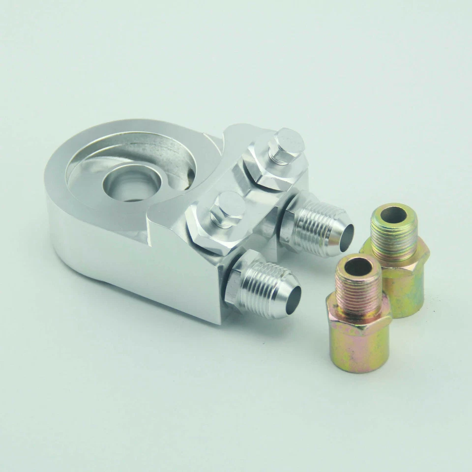 Kit adaptador de placa de rosca prata para realocação de filtro de óleo Ford Chevrolet AN-10AN ajuste - Imagem 1 de 4