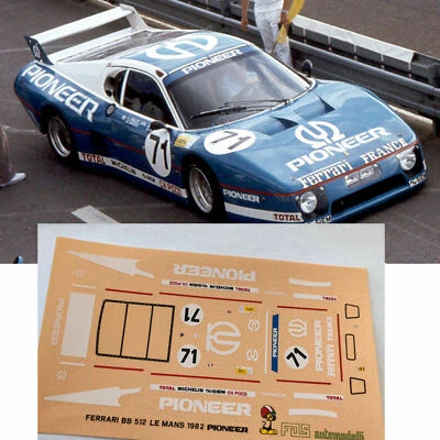 Decals 1.43 ferrari 512 BB LE MANS 1982 Pioneer n. 71 car model FDS Automodell - Immagine 1 di 2