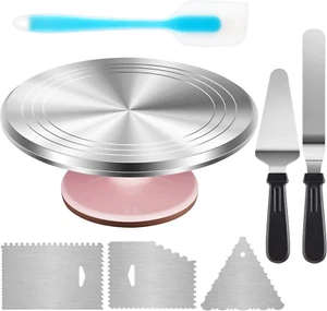 Aluminum Alloy Revolving Cake Stand, Cake Decorating Kit with 12" Cake Turntable - Picture 1 of 12