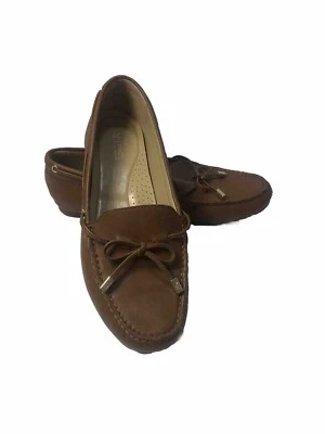 Michael Kors Slip On Brown Leather ￼Loafers Women's Size 8.5 M Gold Logo ￼ - Image 1 of 4
