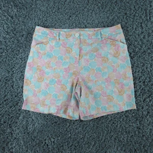Talbots Shorts Womens 14 Orange Pink Blue Sea Shells Chino 34x6.5* - Picture 1 of 14