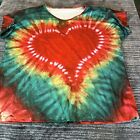 Heart Tie Dye Print T-Shirts Womens 2XL Shirt XXL Rainbow Bright Tee Casual New