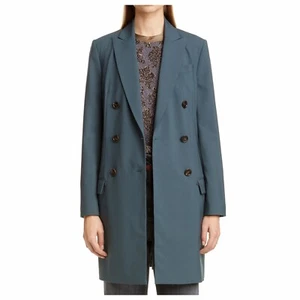 $4795 NEW Brunello Cucinelli Green Long Double-Breasted Wool Coat IT 36, US 0 - Picture 1 of 12