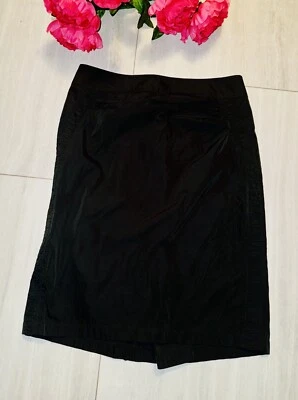 LIDA BADAY 荷叶边拉链闭合膝下女式裙子黑色 10 码 — 第 1/4 张图片