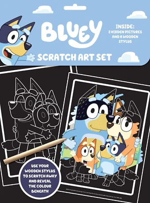 Bluey Scratch Art Set With Wooden Stylus 2 Hidden Colour Pictures Activity Pack - Image 1 of 4