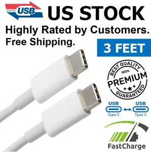 USB-C to USB-C 3ft Cable for Fast Charging & Data Sync iPhone, Samsung, OnePlus - Picture 1 of 5
