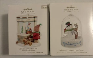Lot Of 2 2012 Christmas Window & Snowman Hallmark Series Christmas Ornament - Picture 1 of 6
