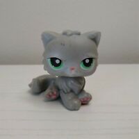 Littlest Pet Shop~#81~Kitty Cat~Persian~Gray~Pink Paws~Green Dot Eyes~Red Magnet
