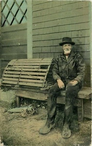 DB ME L208 1914 New England Coast Maine Old Salt Fisherman Lobster Traps Nets  - Picture 1 of 2