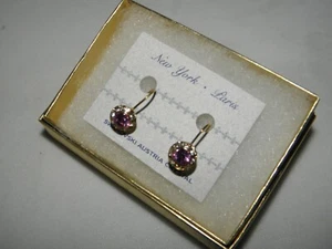 PENDIENTES ROSA ROSA AUSTRIACO CRISTAL COLGANTE GOTA TONO DORADO NUEVOS FLB - Imagen 1 de 5