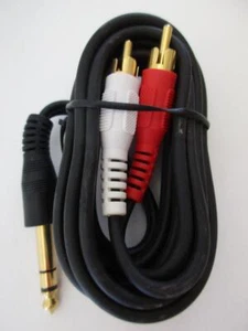 Cable de audio macho macho macho de 6' pies 1/4"" dorado 1/4"" a 2 RCA Philmore 44-286 M-M - Imagen 1 de 1