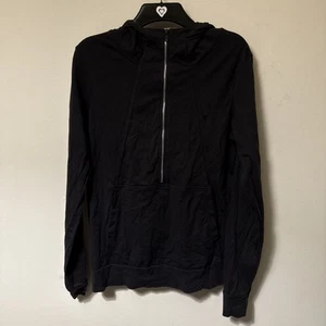 All Saints Zone Hoodie Mens Small Black Pullover 1/2 Zip Cotton - Picture 1 of 8