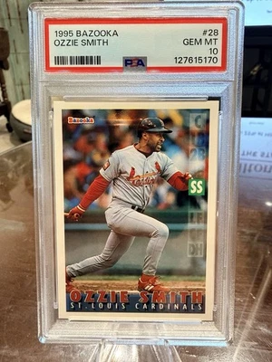 1995 Bazooka #28 Ozzie Smith – PSA 10 GEM ESTADO PERFEITO – Cardinals Legend ⚾ - Imagem 1 de 2