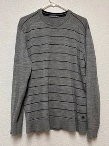 Smartwool Men’s Wool Crewneck Sweater Gray Striped Long Sleeve Pullover Sz XL - Picture 1 of 9