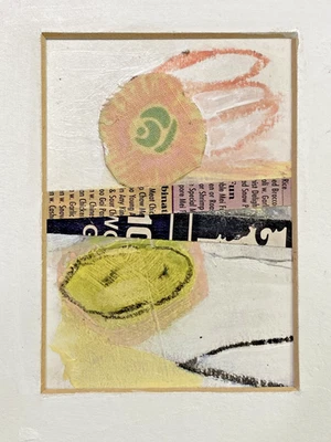 ACEO #239 painting black white pop of color face Contemporary Abstract Art ByKat - Image 1 of 2