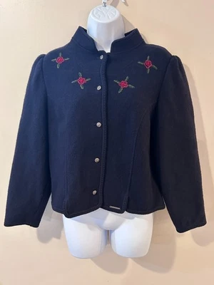 Cárdigan Suéter Geiger Vintage Lana Pura 42 Cottagecore Austria Preppy Artístico Foto 1 de 4