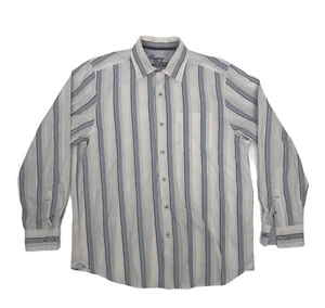 Tommy Bahama Camicia Uomo Denim Abito Manica Lunga Verticale Righe Bianco Taglia M - Foto 1 di 3