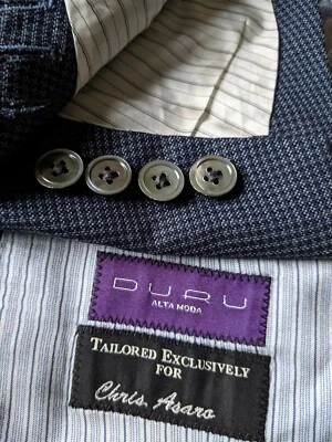 48R ИНДИВИДУАЛЬНЫЙ синий зуб чек холст хопсак твидовая швабра btns пальто блейзер куртка - Изображение 1 из 4