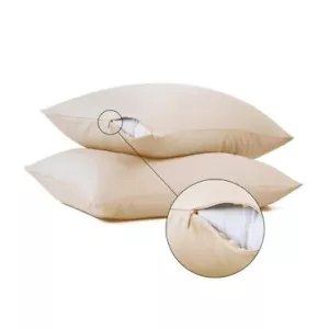 100% Cotton Classic Pillow Protectors with Invisible Zipper (Queen, 20"x30", 2 - Picture 1 of 8