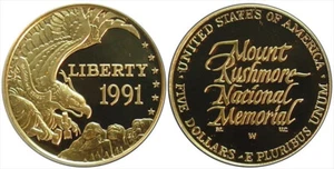 1991 $5 Commemorative Gold Proof (Mount Rushmore) - .2418 oz. AGW - Picture 1 of 1