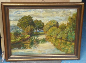 Herbststimmung am Fluss -unsigniert - Oel/Lwd - 61 X 47 cm - Bild 1 von 2