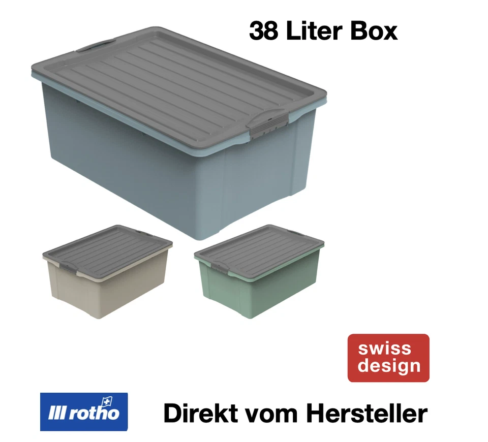 Rotho Compact Aufbewahrungs Box groß Kiste mit Deckel Kunststoff 38 Liter - Bild 1 von 1