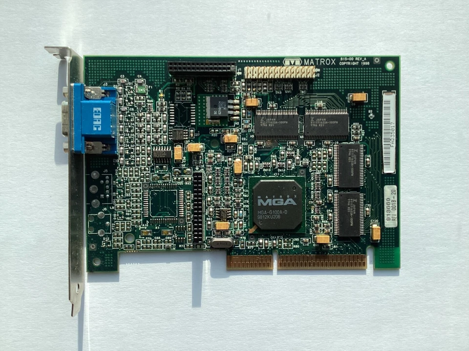 MATROX G+/PROA/8BI/20 8MB AGP VGA GRAPHICS CARD WITH MGA-G100A-D PROCESSOR - Image 1 of 1