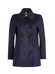 Burberry Kingsvale Pea Coat Wool Cashmere Navy Blue $950 2 - Picture 1 of 4
