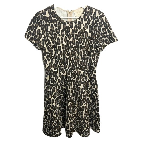 Abito da pattinatore Kate Spade taglia 4 stampa animale leopardato manica corta con cerniera a vista