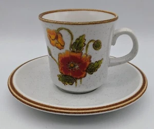 Vintage California Poppies Teacup & Saucer Set Hand-Painted China Mikasa C9000 - Picture 1 of 2