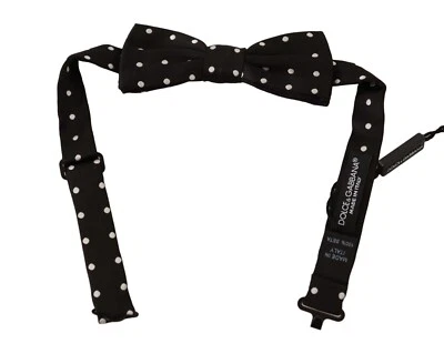 Papillon DOLCE & GABBANA Pajarita Negro Blanco Lunares Seda Cuello Ajustable $200 Foto 1 de 4