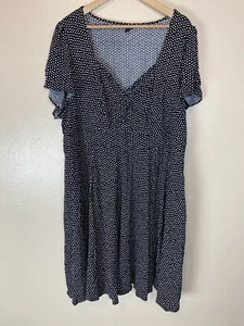 Torrid 4X Dress Retro Mini Fit & Flare Polka Dot Black Challis Goth Steam Punk - Picture 1 of 4