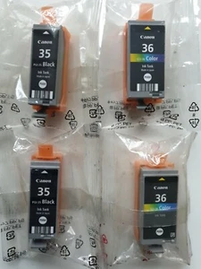 2 X PGI-35 & CLI-36 Genuine CANON Black & Tri-Colour Cartridges - Total of 4! - Picture 1 of 5