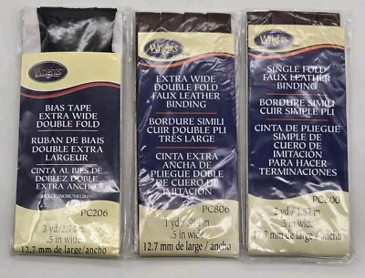 Cinta sesgada doble pliegue Wrights negra encuadernación de cuero sintético doble/doble pliegue marrón Foto 1 de 4