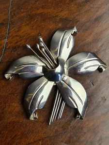 large Mexican sterling silver flower brooch - Picture 1 of 15