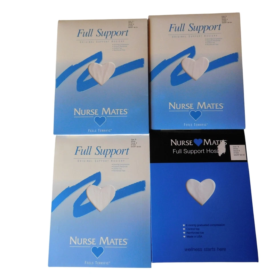 Nurse Mates Full Support Hosiery 6mmHg Compression Control Top White Sz B 81500 - Image 1 of 4