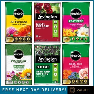 GARDEN COMPOST SOIL MULTI-PURPOSE ORGANIC PEAT FREE MIRACLE GROW LEVINGTON NEW - Picture 1 of 418