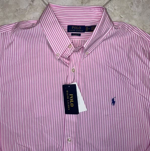 Polo Ralph Lauren Herren XXL 18,5 rosa weiß gestreift Popeline Oxford Hemd mit Pony Neu mit Etikett - Bild 1 von 9