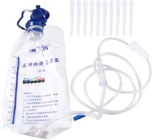 SUPVOX 1200ml Reusable Enema Bag Kit with Flow Control Hose & 10 Disposable Valv - Picture 1 of 6