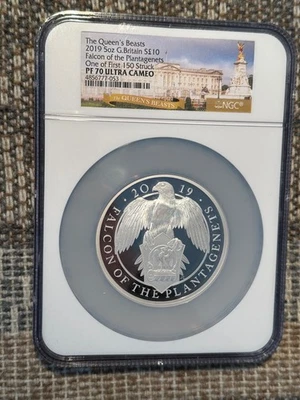 2019 Queen's Beasts Falcon Of The Plantagenets 5 унций PF70 NGC - Изображение 1 из 3