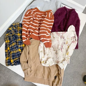 Little Girls Clothing Lot 6 Tops Sweaters Size 7/8 Back to School Fall Winter - Picture 1 of 20