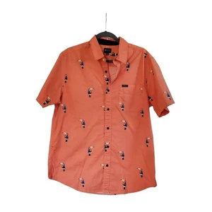 MATIX Men’s Button-Up Short-Sleeve Hawaiian Toucans Orange Shirt, Size XL - Picture 1 of 7