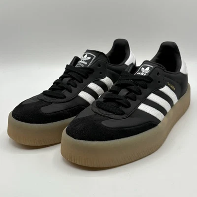 Adidas Originales Sambae Mujer Talla 7 Tenis de Cuero 'Negro Blanco Goma' ID0436 Foto 1 de 4