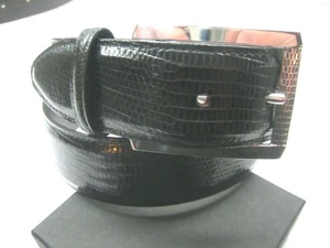 STERLING SILVER 925 BUCKLE WITH GENUINE LIZARD 1.5" BELT MADE IN U.S.A. - Picture 1 of 7