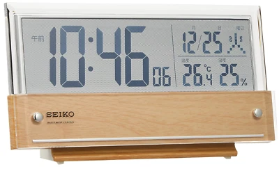 SEIKO Alarm Clock SQ782B Temperature / Humidity See-through LCD Wood Grain - Image 1 of 4