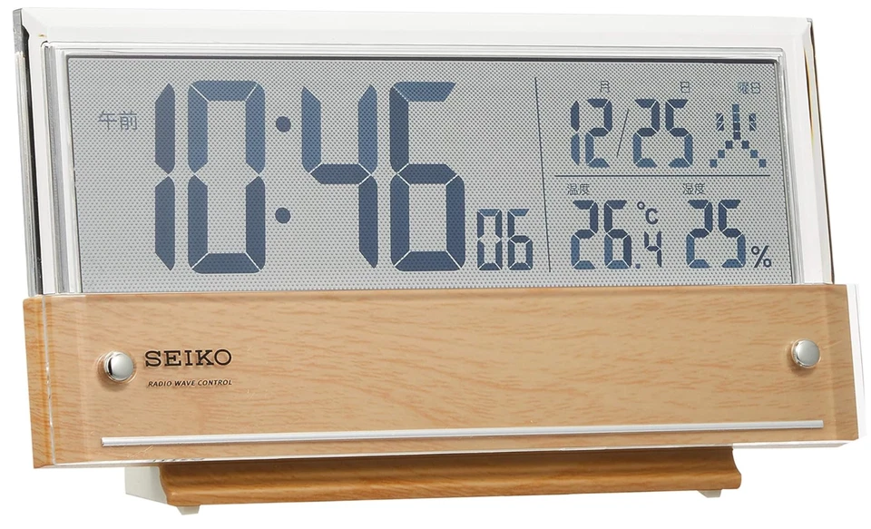 SEIKO Alarm Clock SQ782B Temperature / Humidity See-through LCD Wood Grain - Image 1 of 4