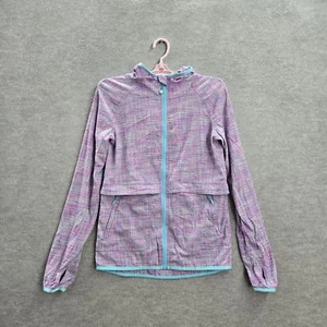Ivivva Girls Activewear Jacket 14 Purple Plaid Long Sleeve Nylon Elastane Hooded - Picture 1 of 9