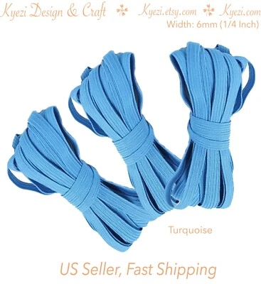 1/4" (6mm) Flat Elastic Band 1 5 10 20 50 100 yards, Thin Colored Elastic, DIY - Image 1 of 4
