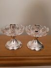 Vntg Landes Italy  Crystal Silver Plated Candle Holders Set of 2