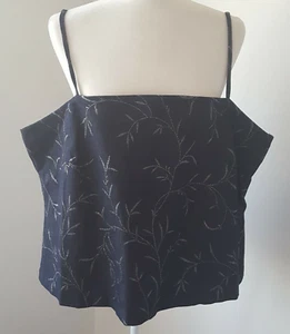 Ashley Stewart Stretch Camisole Top Blue Printed Glitter w/side Zipper Plus 24 - Picture 1 of 11